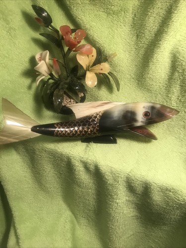Vintage horn fisch handarbeit - vintage,